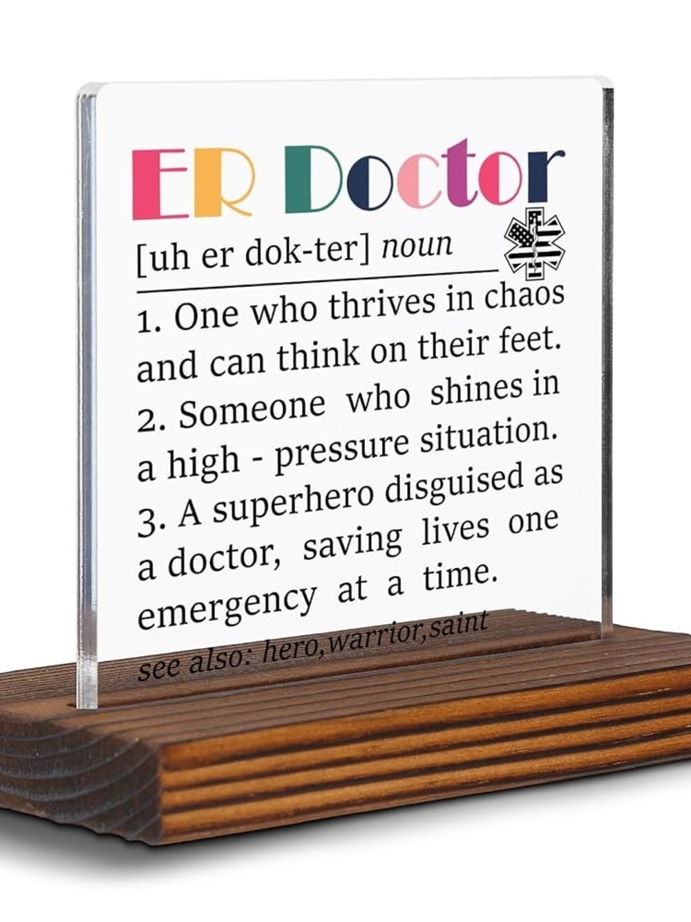 ER Doctor Acrylic Desk Sign - Colorful Text